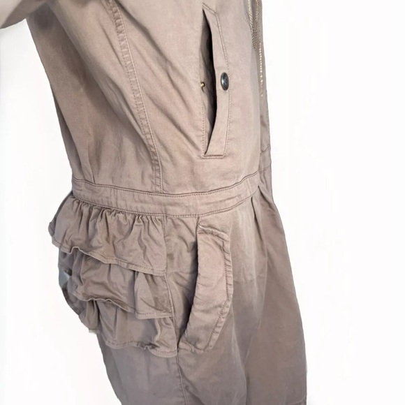 Dictionary Beige Long Parka Size M Womens Crest Beading Made In Japan Y2K Ruffle - Picture 10 of 12